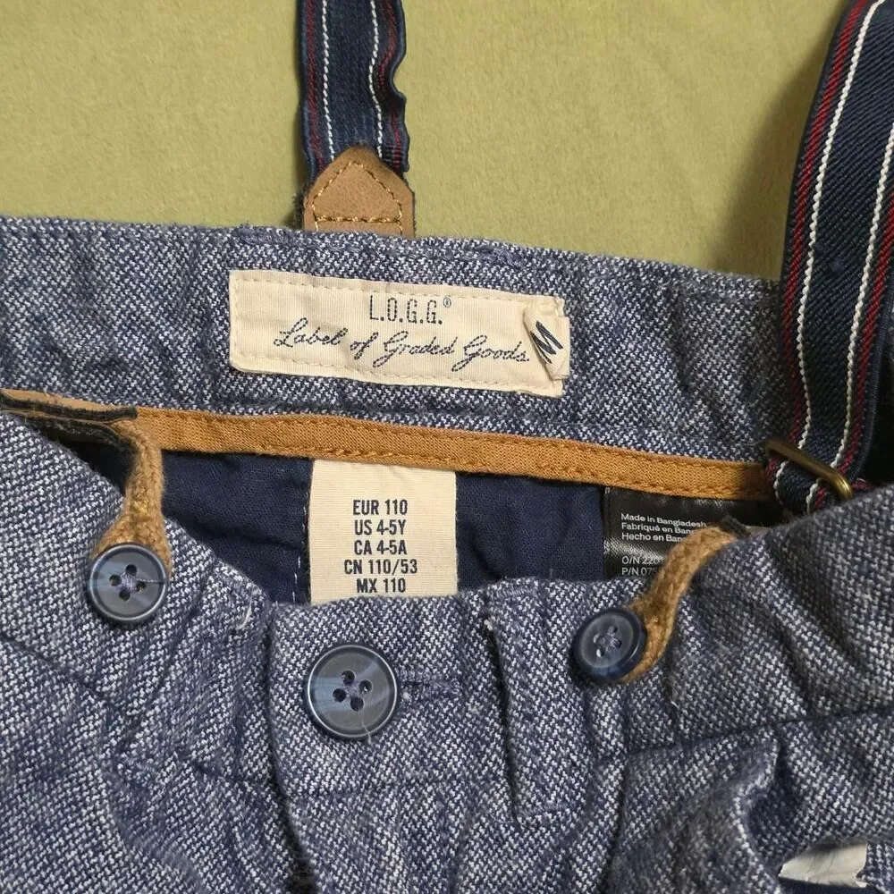L.O.G.G. Label of graded goods H&M boys' 4-5 Y Blue pants with suspenders